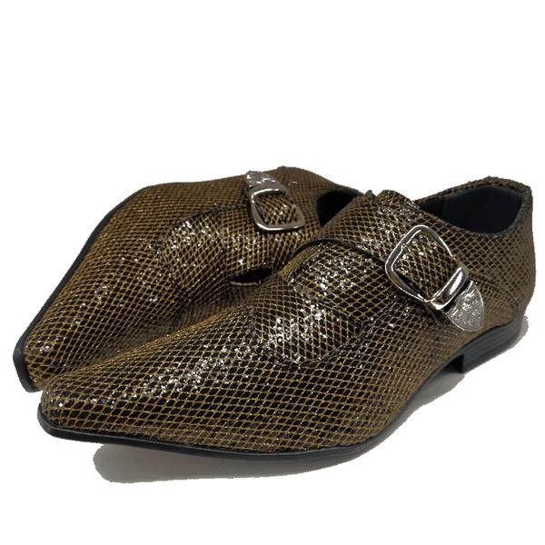 Sapato Masculino Italiano Em Couro Dourado Goldenline Ref: 7098 Dourado