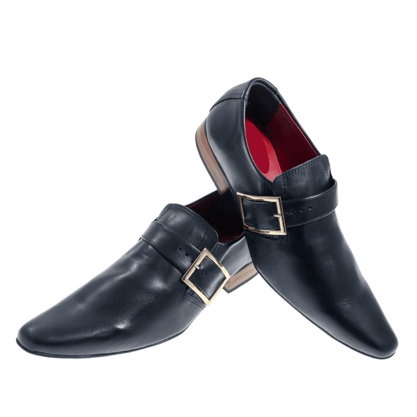 Sapato Masculino Italiano Em Couro Lizzo Preto Cromo Ref: 85 