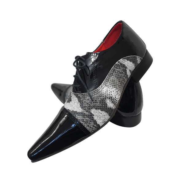 Sapato Masculino Italiano Em Couro Cobra Oxford