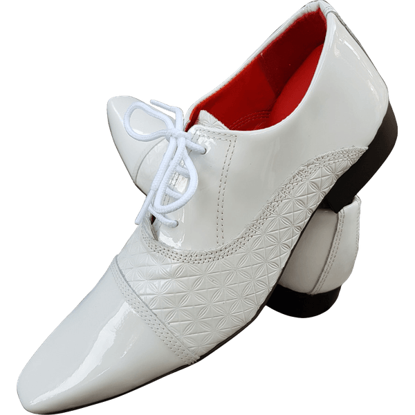 Sapato Masculino Italiano Em Couro Branco Oxford Quadriculado