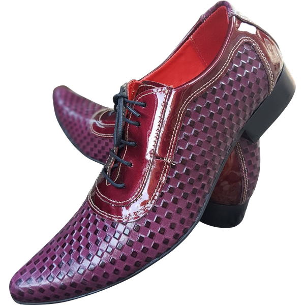Sapato Masculino Italiano Em Couro Social Executivo Vermelho Vinho
