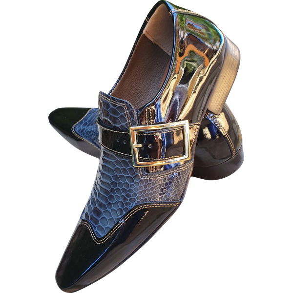 Sapato Masculino Em Couro - Italian Collection - Blackblue - Azul