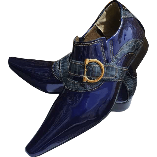Sapato Masculino Em Couro - Italian Collection - Dark Blue - Azul