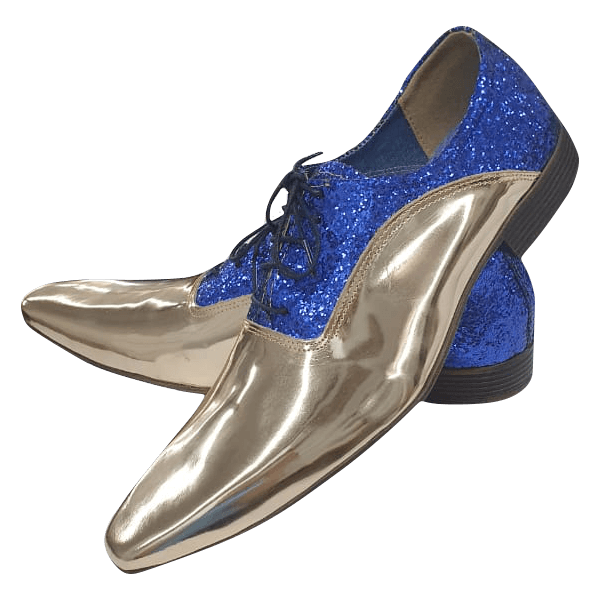 Sapato Masculino Em Couro - Italian Collection - Gold Blue - Dourado