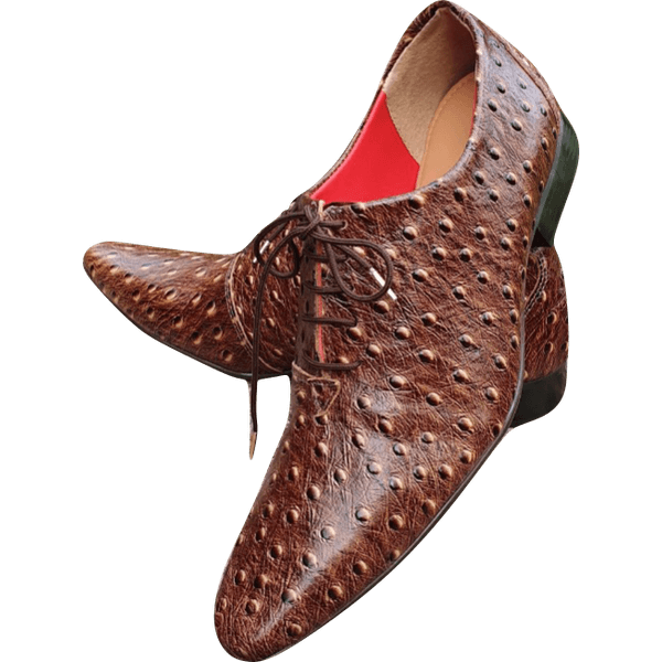 Sapato Masculino Em Couro - Italian Collection - Brown Hive - Avestruz Marrom Ref: 835