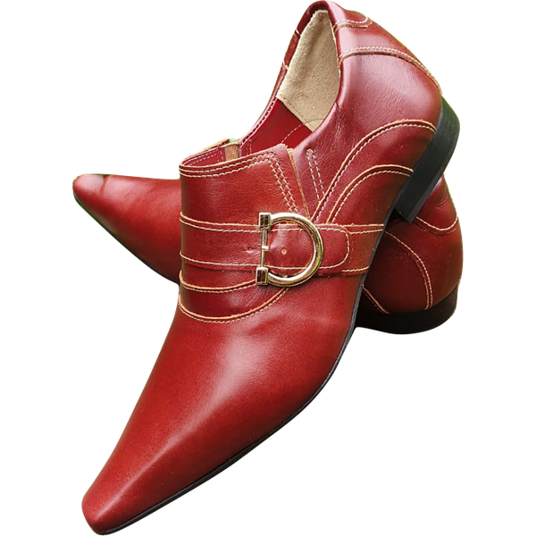 Sapato Masculino Italiano Em Couro Social Executivo Vermelho