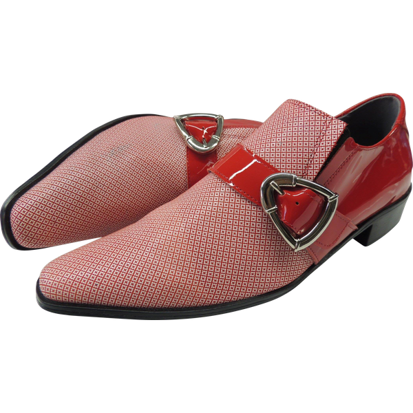Sapato Masculino Em Couro Social Executivo Vermelho Xadrez Veneza Collection