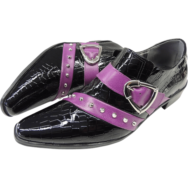 Sapato Masculino Em Couro Social Executivo Preto Roxo Veneza Collection