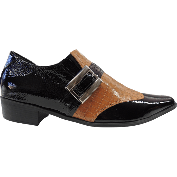 Sapato Masculino Em Couro Social Executivo Marrom Craquelado