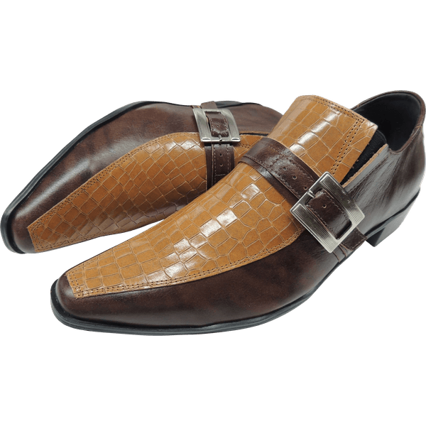 Sapato Masculino Em Couro Social Executivo Marrom Croco Veneza Collection