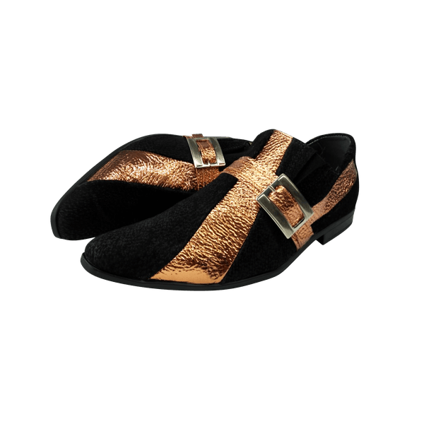 Sapato Masculino Em Couro Social Executivo Dourado Preto Veneza Collection