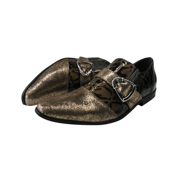 Sapato Masculino Em Couro Social Executivo Dourado Tigre Veneza Collection