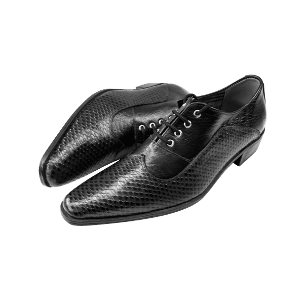 Sapato Masculino Em Couro Social Executivo Preto Escamado Fosco Paris Collection