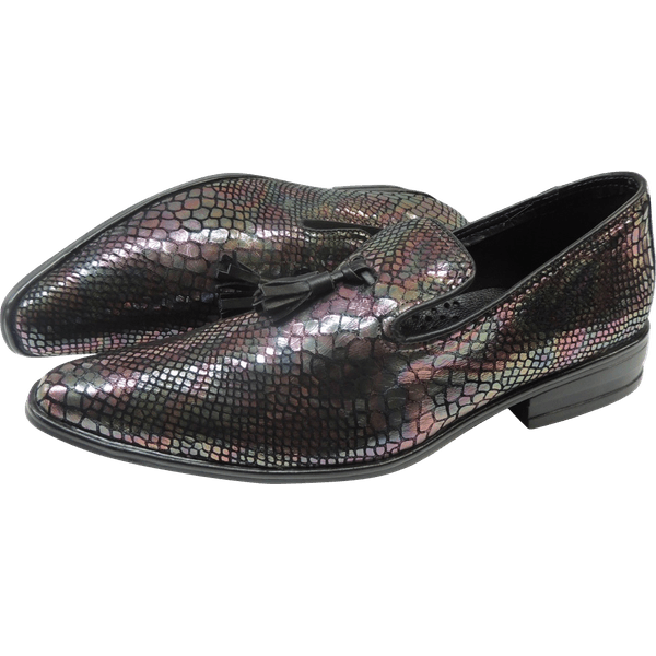 Mocassim Masculino Em Couro - Prata - Purple Grey