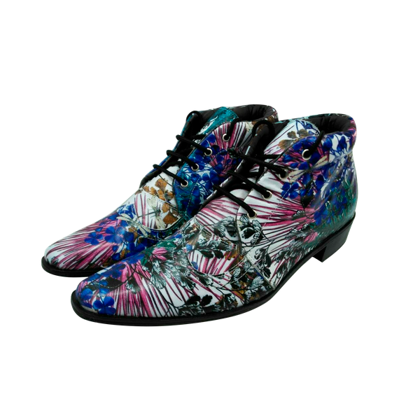 Bota Masculina Em Couro Floral