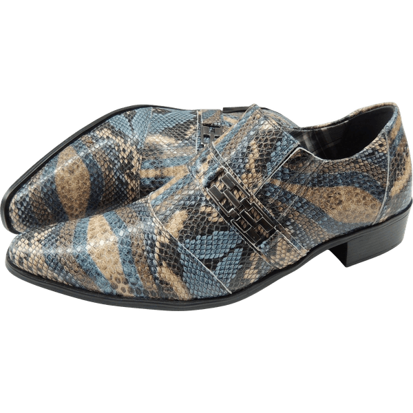 Sapato Masculino Em Couro Social Executivo Preto Snake Piel Veneza Collection Ref: 555