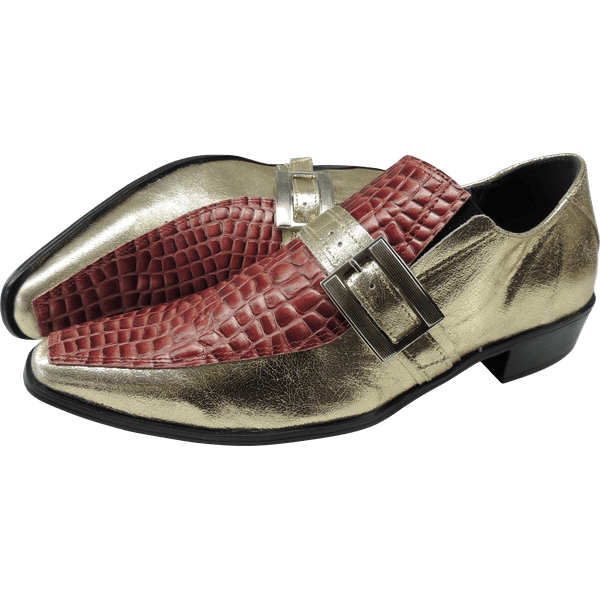 Sapato Masculino Em Couro Social Executivo Dourado Red Snake Veneza Collection Ref: 545