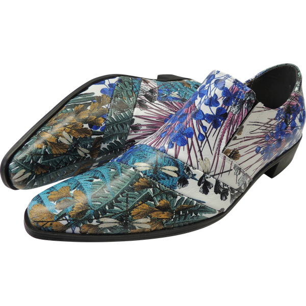 Sapato Masculino Em Couro Social Executivo Floral Veneza Collection Ref:499