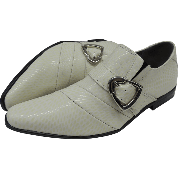 Sapato Masculino Em Couro Social Executivo Branco Pearl Veneza Collection Ref:324