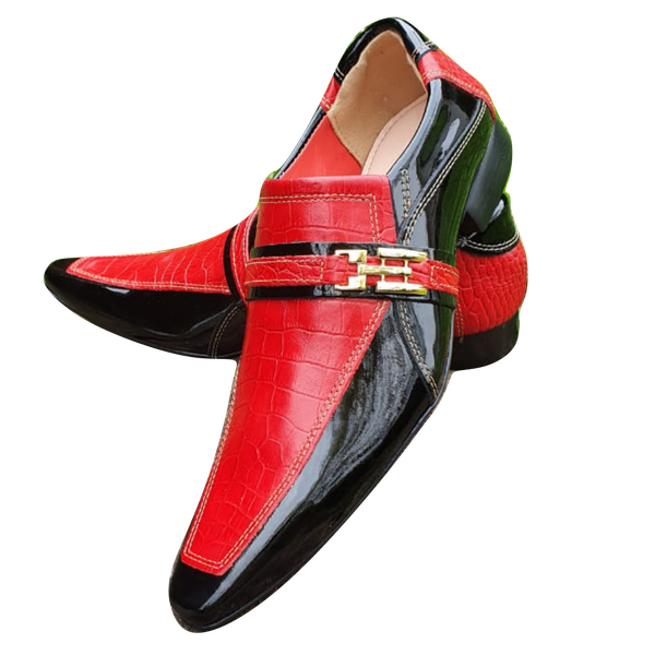 Sapato Masculino Italiano Em Couro Social Executivo - Vermelho - Flaflu Ref: 956