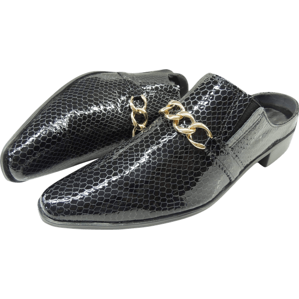 Mule Masculino Em Couro - Babuche - Black - Ref: 539
