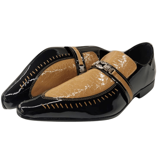 Sapato Masculino Em Couro Social Executivo Marrom Caramel Croco Veneza Collection Ref: 7046