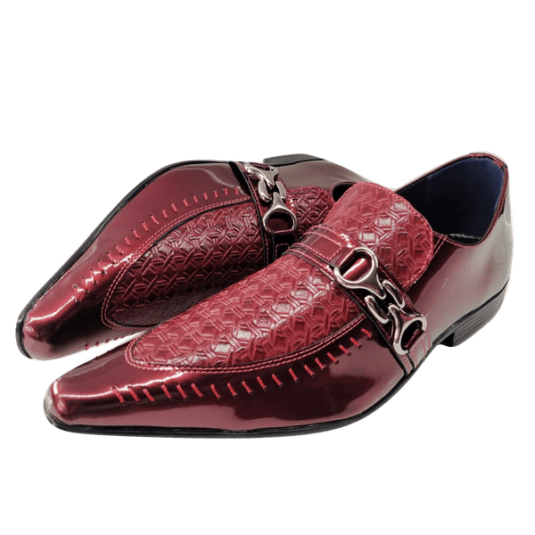 Sapato Masculino Em Couro Social Executivo Vermelho Parfum Veneza Collection Ref: 7047
