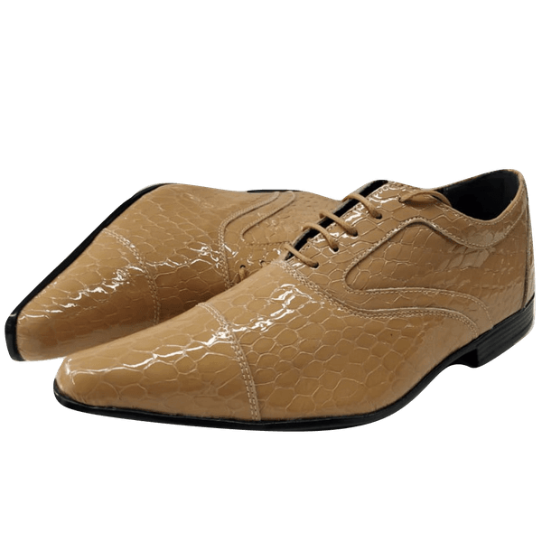 Sapato Masculino Em Couro Social Executivo Marrom Caramel Veneza Collection Ref: 7049