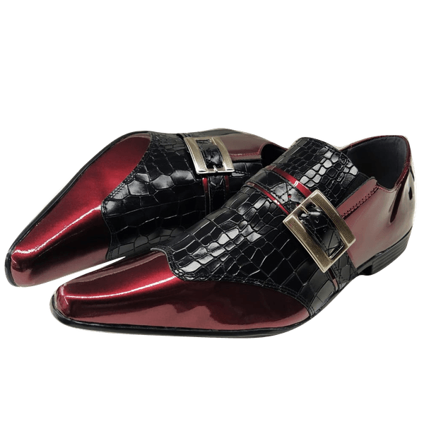 Sapato Masculino Em Couro Social Executivo Vermelho Crocored Veneza Collection Ref: 7053