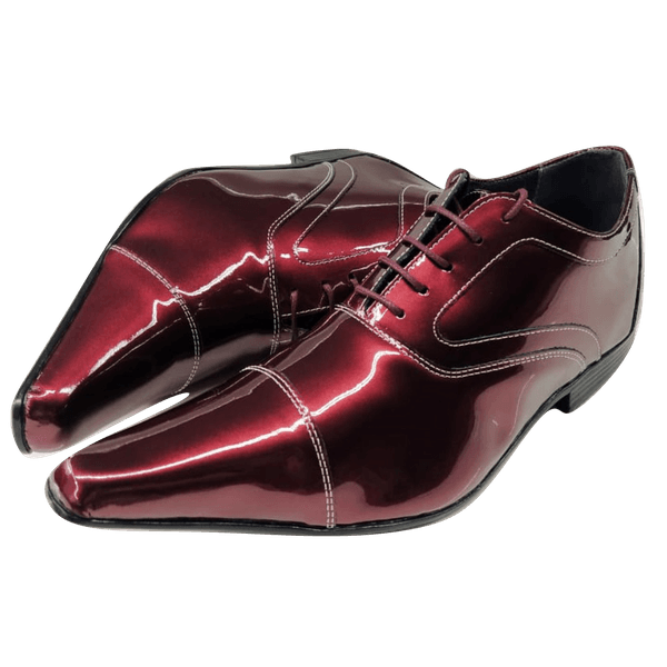 Sapato Masculino Em Couro Social Executivo Vermelho Brilliant Veneza Collection Ref: 7058