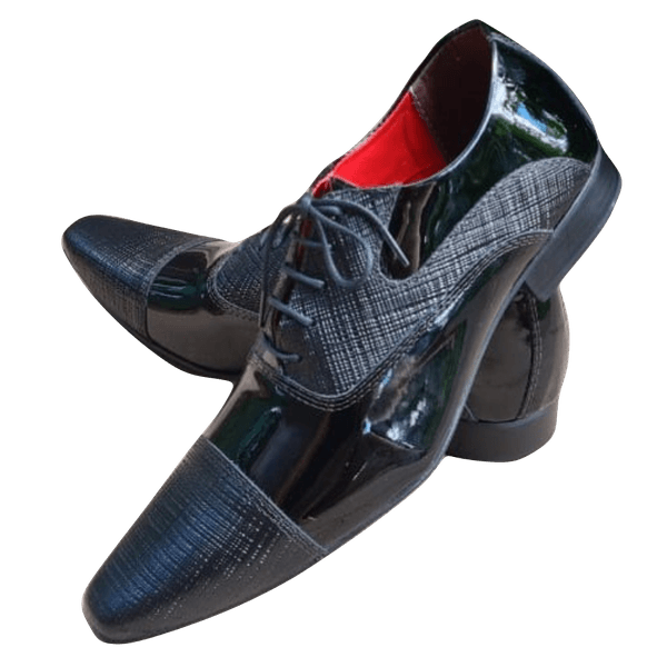 Sapato Masculino Italiano Em Couro Oxford Preto Noise Ref: 1033