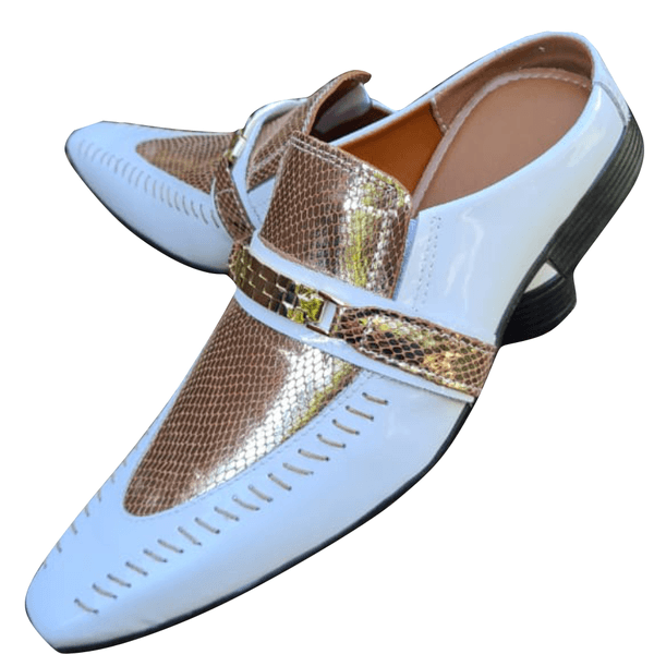 Babuche Masculino Dubai Em Couro Social Executivo Em Couro - Branco - Blanc Gold Ref: 2015