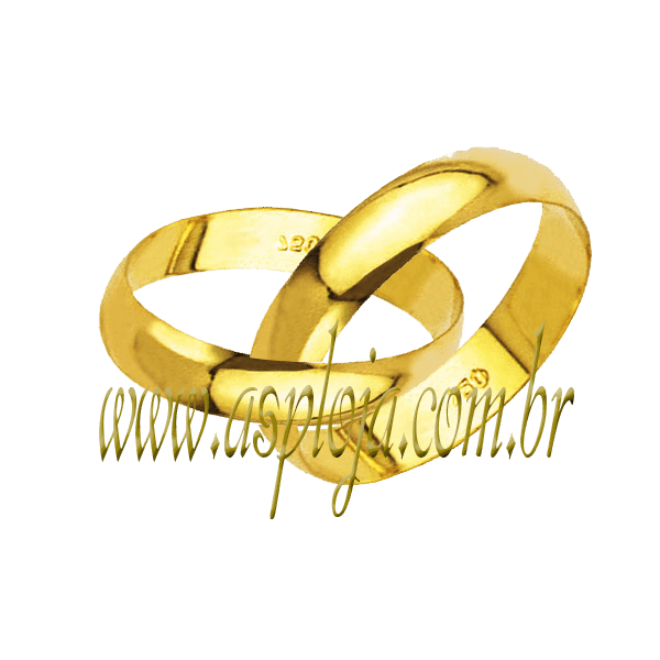 Par de Alianças de casamento ou noivado tradicional reta ouro amarelo 18K 4,00mm