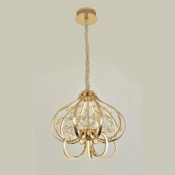 Pendente 56×50cm Dourado Acrilico Aluminio Led 3500k 58w