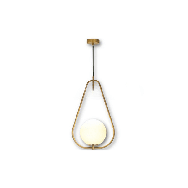 Pendente 33×55cm Dourado Branco Vidro E27