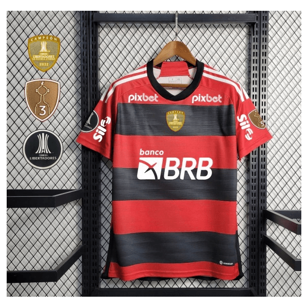 Camisa Flamengo Home 23/24 - Patrocínio + Patchs - Torcedor Masculino 