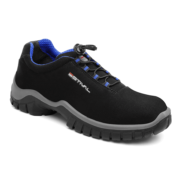 Sapato de Segurança em Microfibra – Preto e Azul – Estival – EN10021S2 - CA 44592