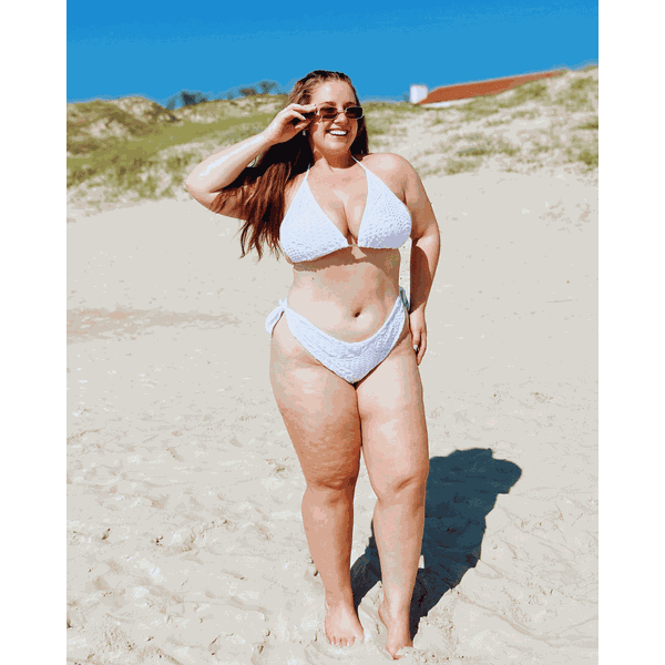 Biquíni Plus Size Cortininha Branco de Renda
