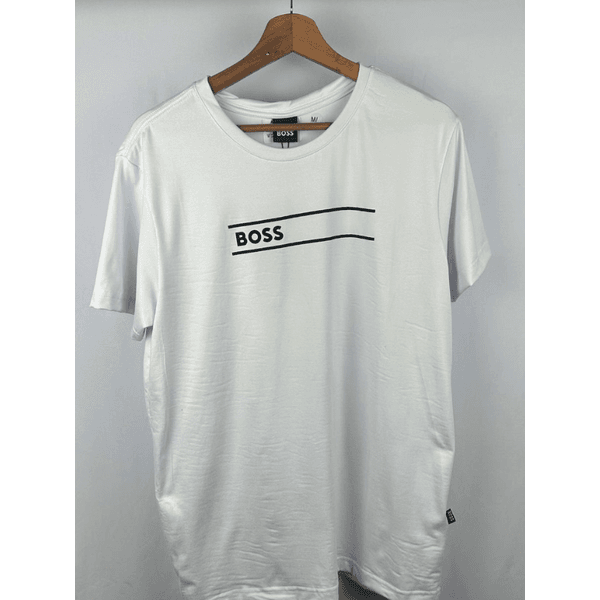 Camisa Peruana Boss Branca Escrita No Peito 