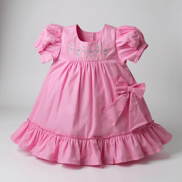 Vestido Evelin Bordado - Rosa chiclete