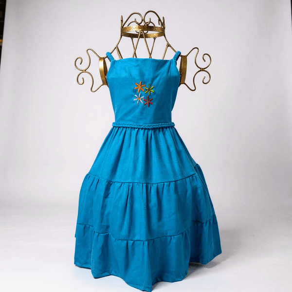 VESTIDO MARISOL BORDADO - AZUL TURQUESA