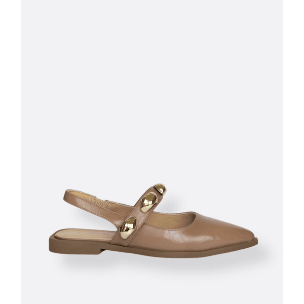 Slingback Mocca Mousse Metal Dourado Allura - ATRIVANCE