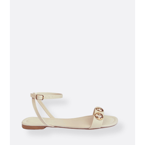Rasteira Off White Metal Dourado Aurora - ATRIVANCE