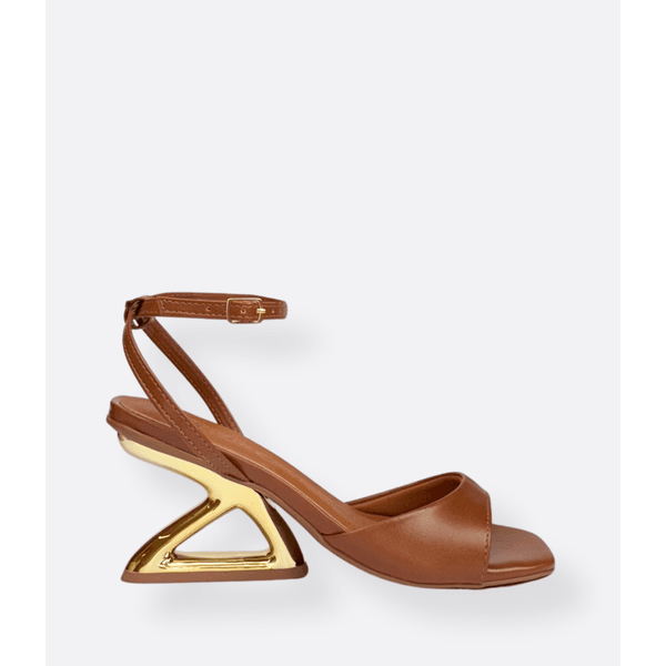 Sandália Marrom Salto Geométrico Panther - ATRIVANCE