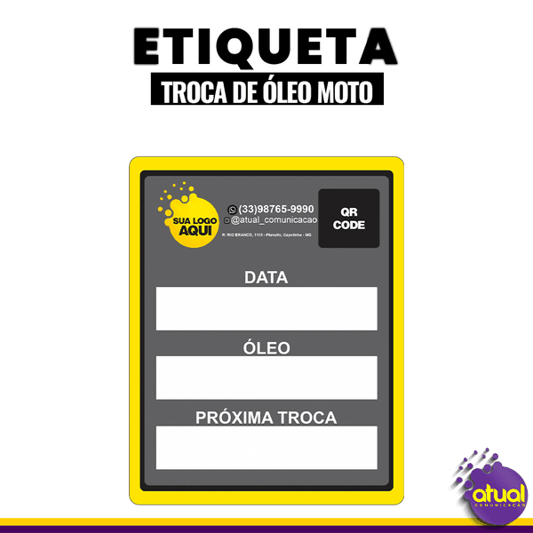ADESIVO TROCA DE ÓLEO MOTO