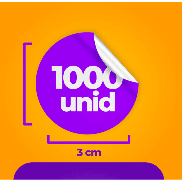 1000 Unidades - Adesivo Vinil (3x3cm)