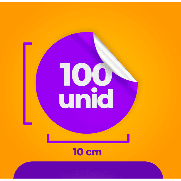 100 Unidades - Adesivo Vinil (10x10cm)