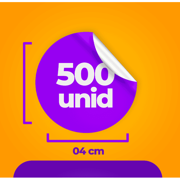 500 Unidades - Adesivo Vinil (4x4cm)