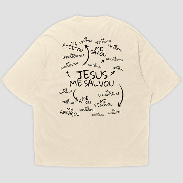 Camiseta Oversized Jesus Me Salvou