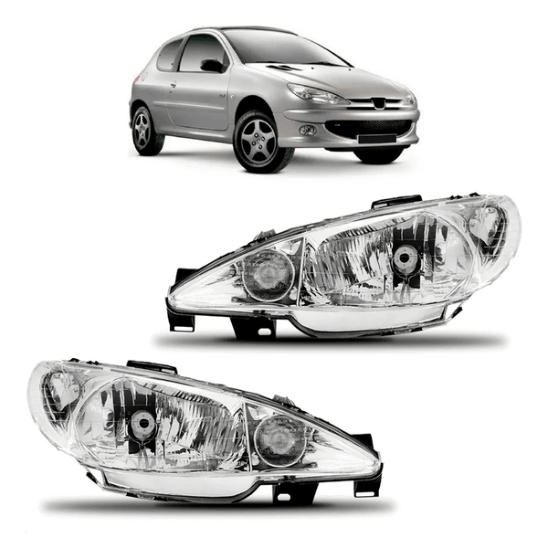 Farol Peugeot 2006 Cromado De 2004 á 2008 - Lente Lisa Importado